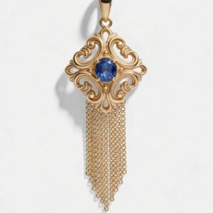 18K Gold Sapphire Pendant