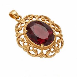 18K Gold Garnet Pendant